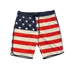 Old‎ Navy American Flag Swim Trunks USA Patriotic Board Shorts Size 36
